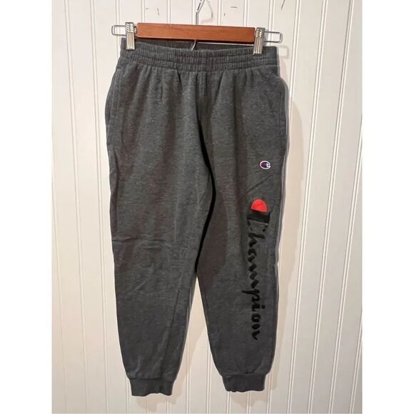 Champion Joggers Boys Medium Dark Gray With Logo Down Leg Athleisure KidsCore - Picture 1 of 5